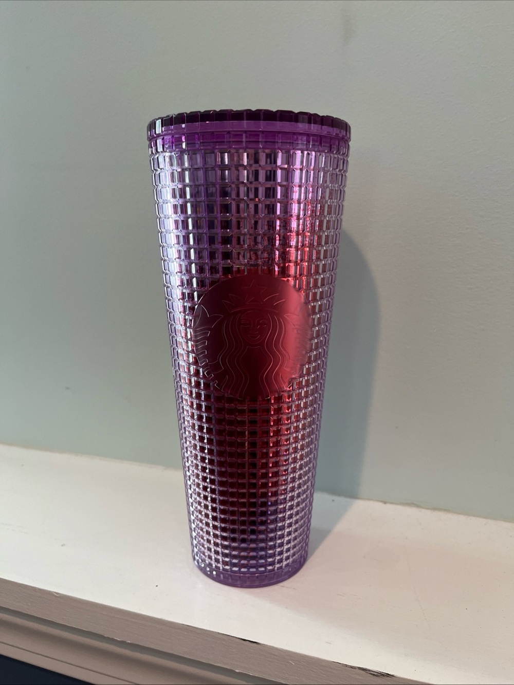 Starbucks Iridescent Pink Purple Grid Tumbler 24 oz